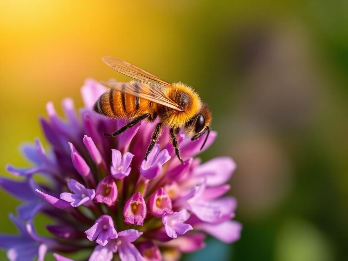 Bee pollinating clover