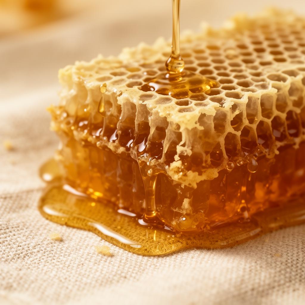 Honeycomb dripping with honey